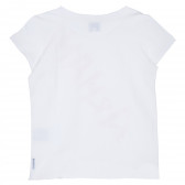 Bluză din bumbac cu mânecă scurtă Armani cu imprimeu de marcă pentru fete Armani 235632 4