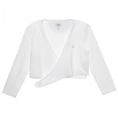 Bluză din bumbac cu mânecă lungă pentru fete, albă Armani 235633 
