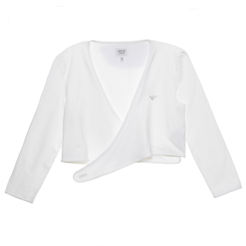 Bluză din bumbac cu mânecă lungă pentru fete, albă  235633