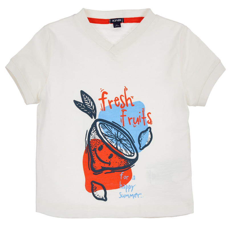 Tricou din bumbac cu inscripție și imagine cu fructe pentru băieți  235709