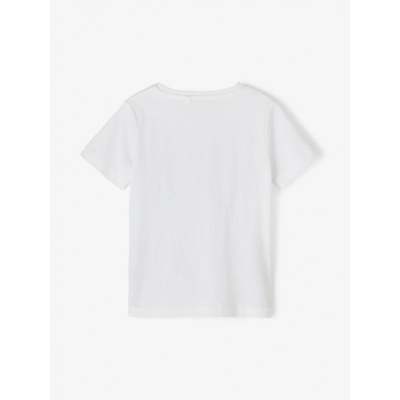 Tricou din bumbac organic cu imprimeu grafic, de culoare albă Name it 236100 2