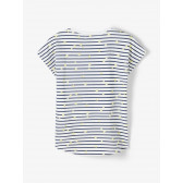 Tricou din bumbac organic cu imprimeu figural în alb și albastru Name it 236109 2