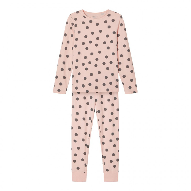 Pijamale din bumbac organic cu imprimeu buline, roz  236122