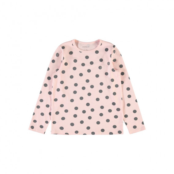 Pijamale din bumbac organic cu imprimeu buline, roz Name it 236124 3