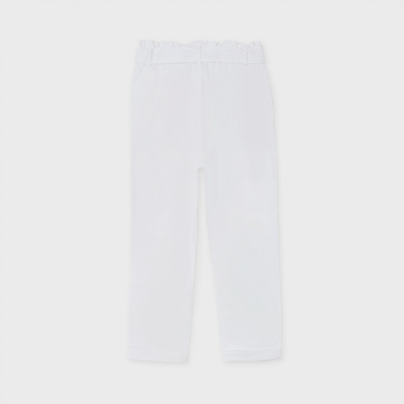 Pantaloni din bumbac cu talie înaltă, albi Mayoral 236207 2
