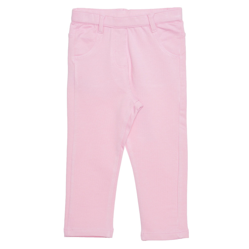 Pantaloni fete din bumbac și elastan, roz  236240