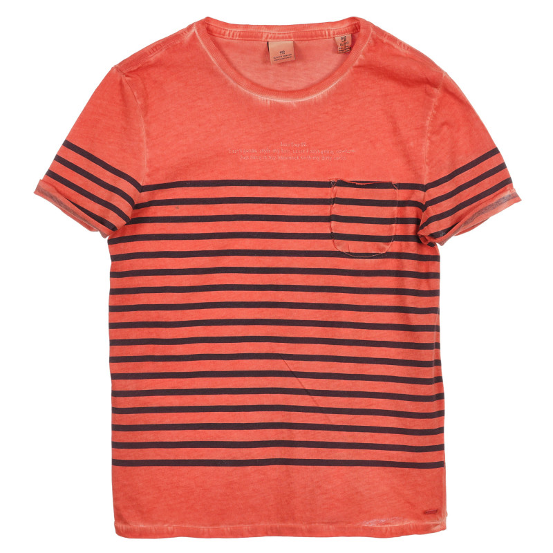 Tricou din bumbac pentru băieți, portocaliu cu dungi negre  236343