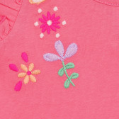 Tricou din bumbac cu aplicație de flori pentru bebeluși, roz Benetton 236368 2