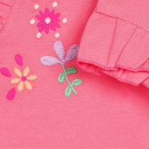 Tricou din bumbac cu aplicație de flori pentru bebeluși, roz Benetton 236369 3