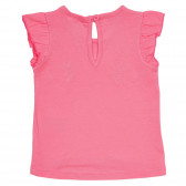 Tricou din bumbac cu aplicație de flori pentru bebeluși, roz Benetton 236370 4