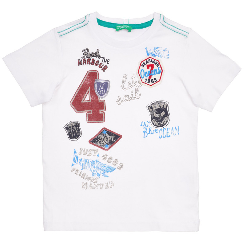 Tricou din bumbac cu imprimeu grafic pentru bebeluși de culoare albă  236387