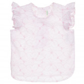 Bluză din bumbac fără mâneci, cu broderie florală pentru bebeluș, albă Benetton 236395 