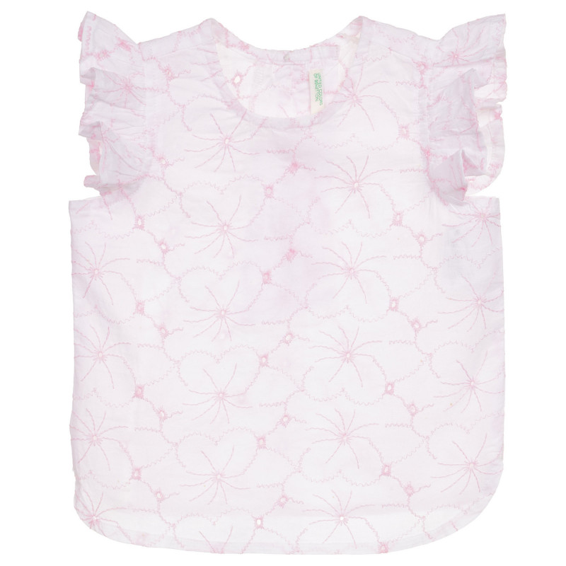 Bluză din bumbac fără mâneci, cu broderie florală pentru bebeluș, albă  236395