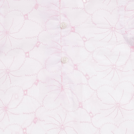 Bluză din bumbac fără mâneci, cu broderie florală pentru bebeluș, albă Benetton 236398 3