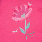 Tricou din bumbac cu aplicație de flori, roz Benetton 236412 2