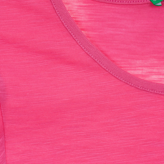Tricou din bumbac cu aplicație de flori, roz Benetton 236413 3
