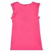 Tricou din bumbac cu aplicație de flori, roz Benetton 236414 4