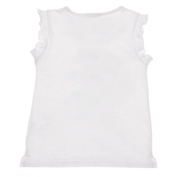 Tricou din bumbac cu bucle și aplicație pentru bebeluși, alb Benetton 236426 4