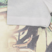 Tricou cu imprimeu de motocicletă în junglă, alb Benetton 236433 3