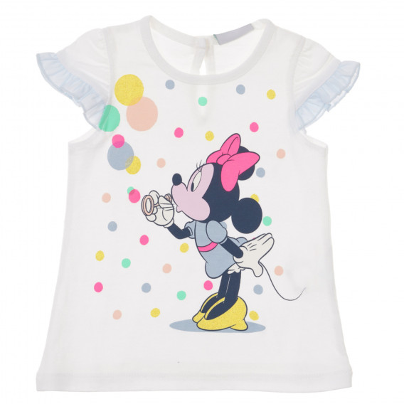 Tricou din bumbac cu imprimeu Minnie Mouse pentru bebeluși, alb Benetton 236447 