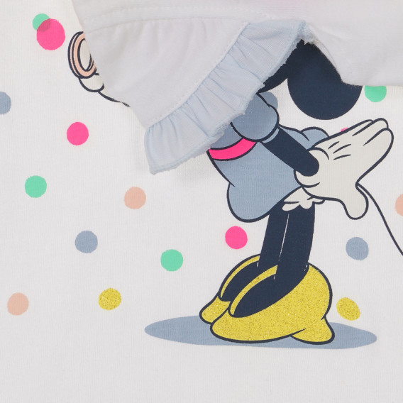 Tricou din bumbac cu imprimeu Minnie Mouse pentru bebeluși, alb Benetton 236449 3