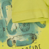 Tricou din bumbac cu imprimeu skateboard pentru bebeluș, verde deschis Benetton 236469 3