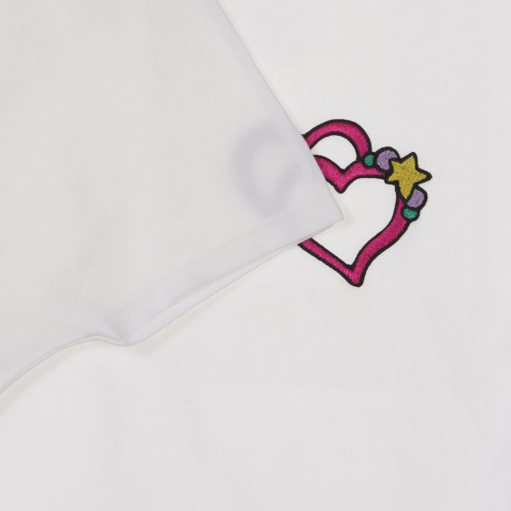 Tricou din bumbac cu aplicație de inimă, alb Benetton 236484 3
