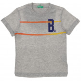 Tricou din bumbac cu sigla mărcii pentru bebeluși, gri Benetton 236486 