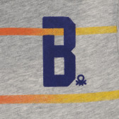 Tricou din bumbac cu sigla mărcii pentru bebeluși, gri Benetton 236487 2