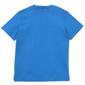 Tricou din bumbac cu numele mărcii, albastru Benetton 236493 4