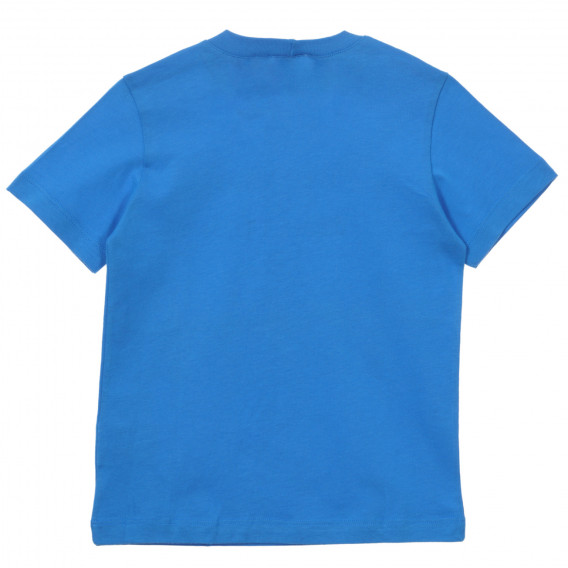 Tricou din bumbac cu numele mărcii, albastru Benetton 236493 4