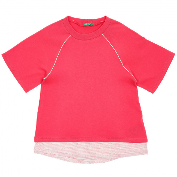Bluză din bumbac cu accente roz deschis, roz Benetton 236494 