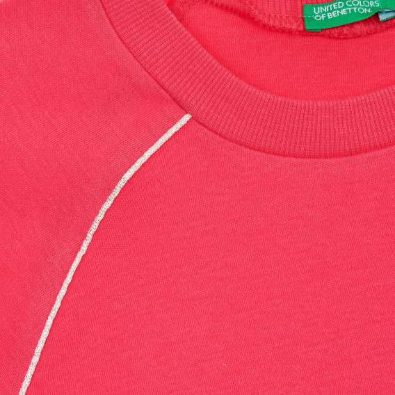 Bluză din bumbac cu accente roz deschis, roz Benetton 236496 3