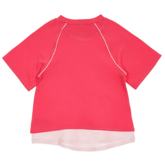 Bluză din bumbac cu accente roz deschis, roz Benetton 236497 4