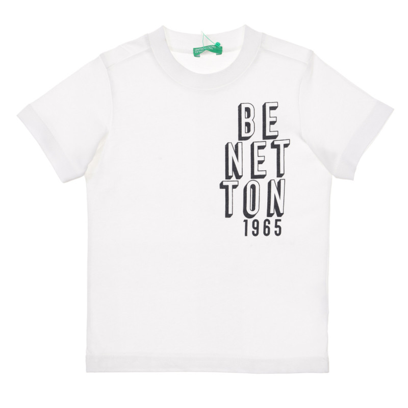 Tricou din bumbac cu imprimeu grafic negru pentru bebeluși, alb  236510