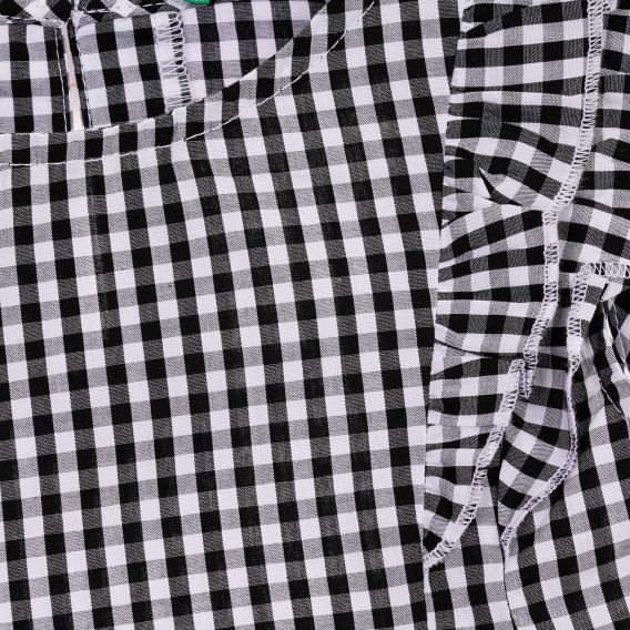 Bluză din bumbac fără mâneci în pătrățele albe și negre Benetton 236515 2
