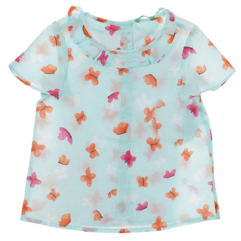 Bluză din bumbac cu imprimeu fluture pentru bebelus, albastru deschis  236518