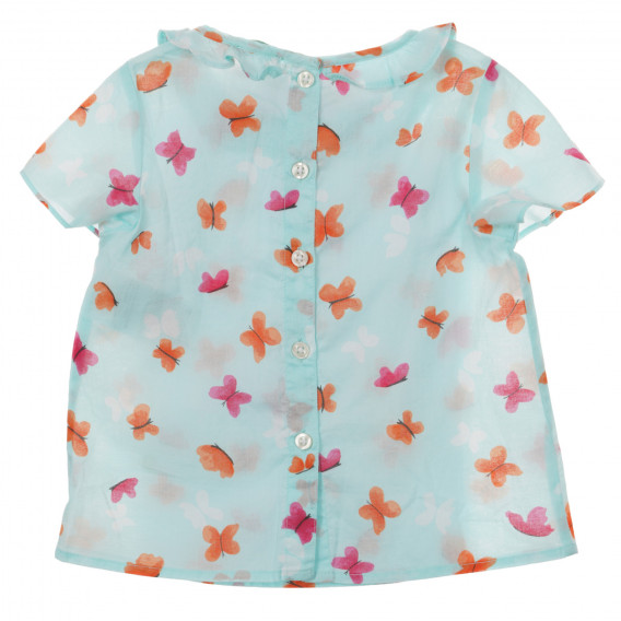Bluză din bumbac cu imprimeu fluture pentru bebelus, albastru deschis Benetton 236521 4