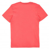 Tricou din bumbac cu aplicație, roz Benetton 236525 4