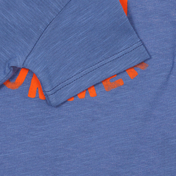 Tricou din bumbac cu imprimeu și inscripție pentru bebeluși, albastru Benetton 236528 3