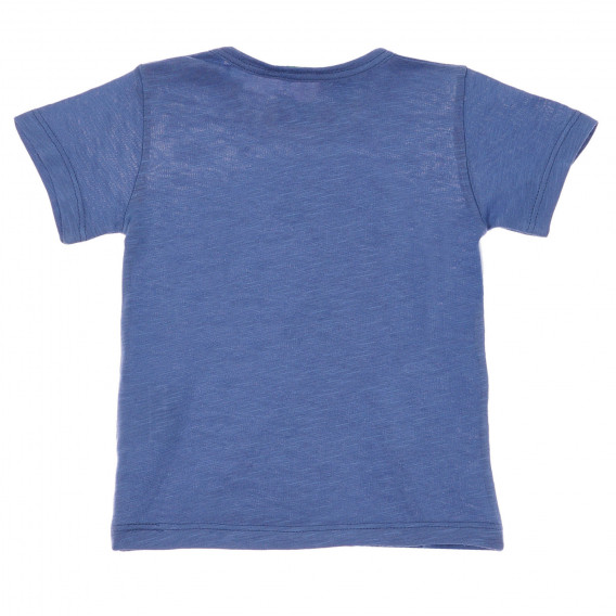 Tricou din bumbac cu imprimeu și inscripție pentru bebeluși, albastru Benetton 236529 4