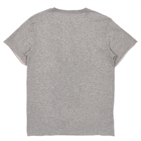 Tricou din bumbac cu imprimeu de flacără și inscripție, gri Sisley 236533 4