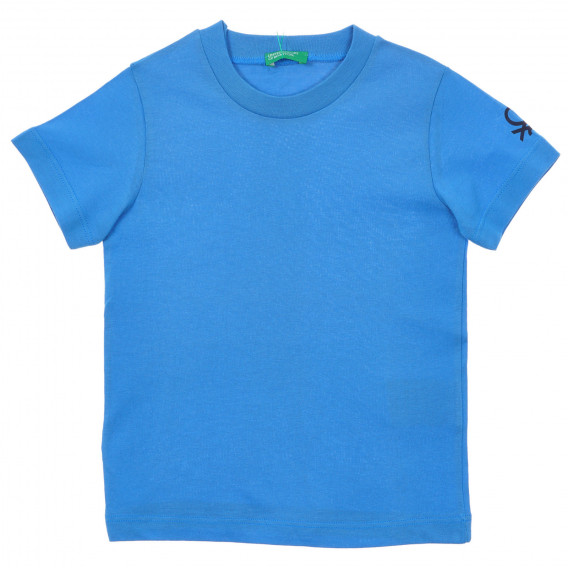 Tricou din bumbac cu sigla mărcii pentru bebeluși, albastru Benetton 236534 