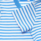 Tricou din bumbac cu imprimeu iepuraș pentru bebeluși în dungi alb cu albastru Benetton 236539 2