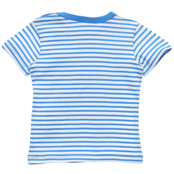 Tricou din bumbac cu imprimeu iepuraș pentru bebeluși în dungi alb cu albastru Benetton 236540 4