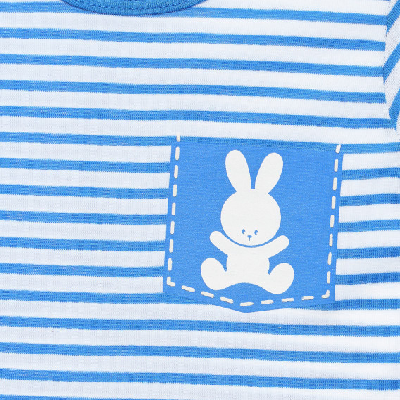 Tricou din bumbac cu imprimeu iepuraș pentru bebeluși în dungi alb cu albastru Benetton 236541 3