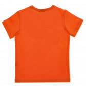 Tricou din bumbac cu inscripția mărcii, portocaliu Benetton 236548 4