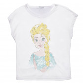 Tricou cu imprimeu Elsa, alb Benetton 236554 