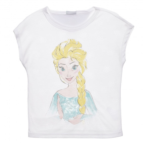 Tricou cu imprimeu Elsa, alb Benetton 236554 