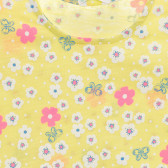 Tricou din bumbac cu imprimeu floral pentru bebeluși, galben Benetton 236559 2